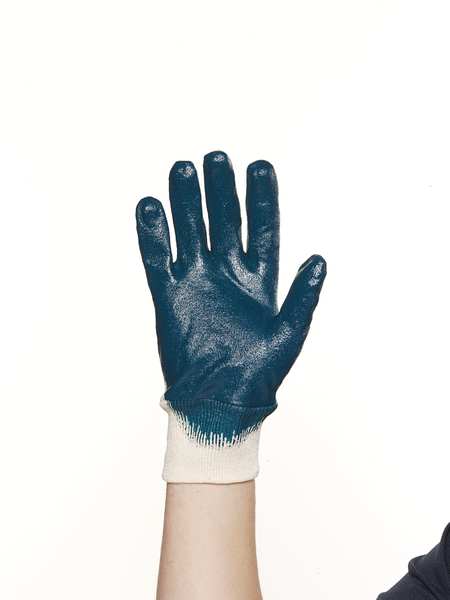 Nitrile Coated Gloves, 3/4 Dip Coverage, Blue, L, PR