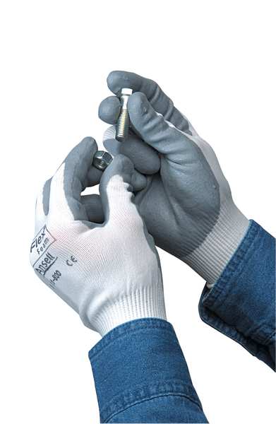 Polyurethane Coated Gloves, Palm Coverage, Black, M, PR