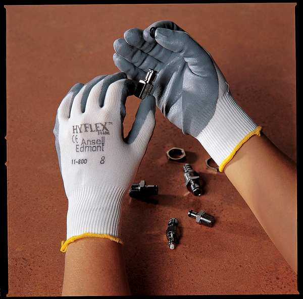 Polyurethane Coated Gloves, Palm Coverage, Black, 9, PR