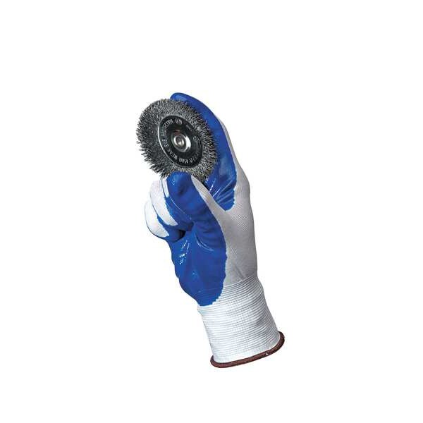 Nitrile Coated Gloves, Palm Coverage, Blue/White, XL, PR