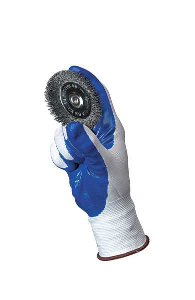 Nitrile Coated Gloves, Palm Coverage, Blue/White, M, PR