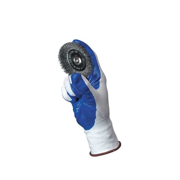Nitrile Coated Gloves, Palm Coverage, Blue/White, XS, PR