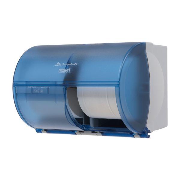 Toilet Paper Dispenser, Compact, Horizontal Double Roll, Coreless, Wall Mount, Gray