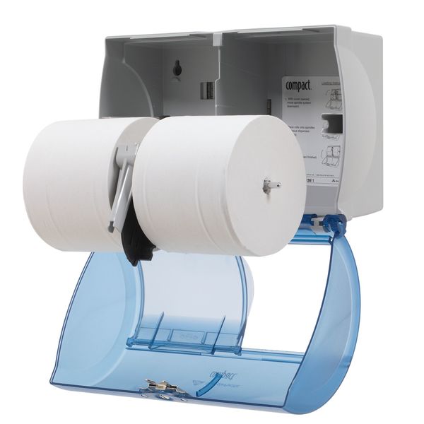 Toilet Paper Dispenser, Compact, Horizontal Double Roll, Coreless, Wall Mount, Gray