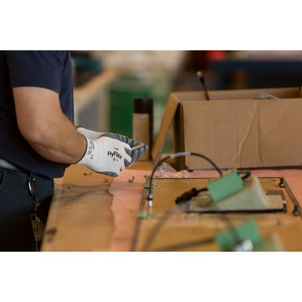 Foam Nitrile Coated Gloves, Palm Coverage, White/Gray, XS, PR