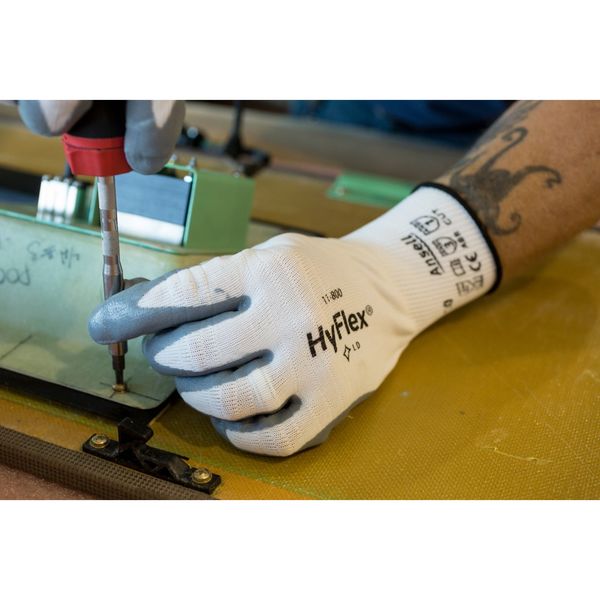 Foam Nitrile Coated Gloves, Palm Coverage, White/Gray, 2XL, PR