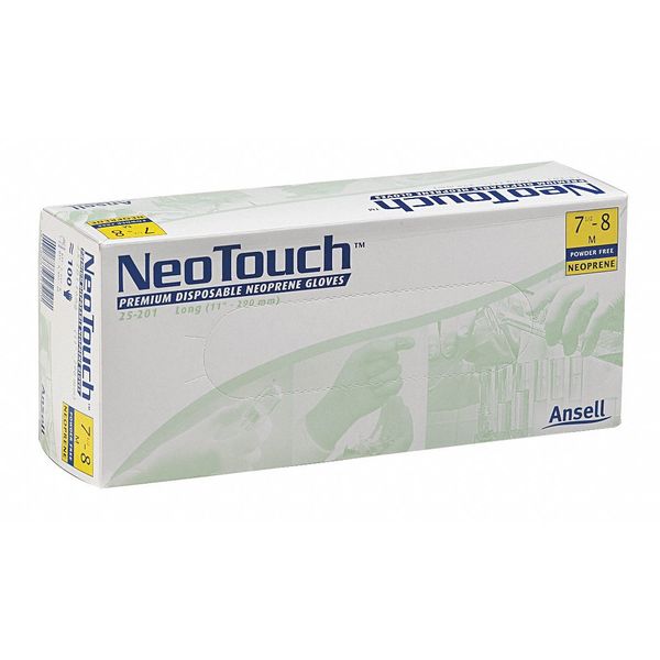 Disposable Gloves, Neoprene, Powder Free, Green, M, 100 PK