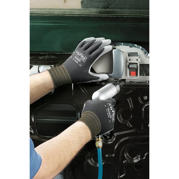 Polyurethane Coated Gloves, Palm Coverage, Black, 7, PR