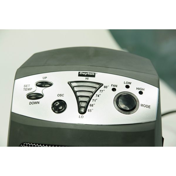 Portable Electric Heater, 1500/900, 120V AC, 1 Phase, Oscillating