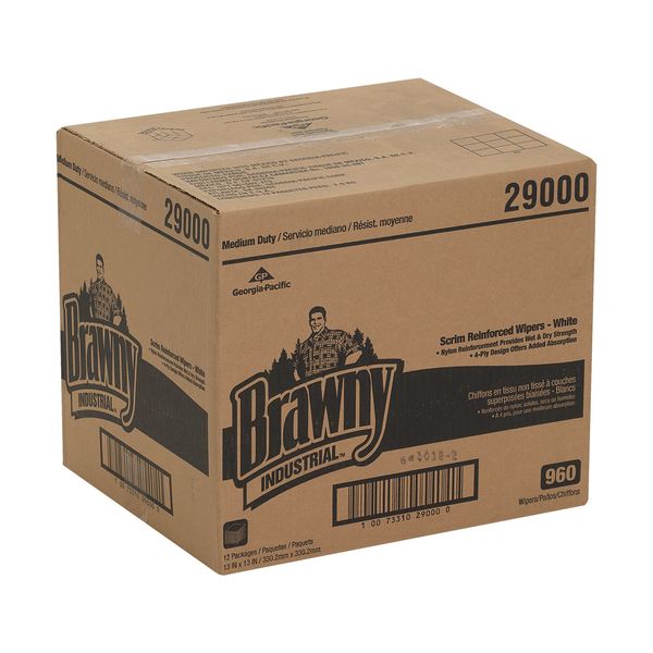 Dry Wipe, White, Bag, Nylon Scrim-Reinforced, 80 Wipes, 13 in x 13 in