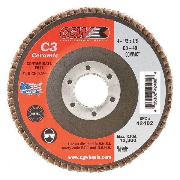 Flap Disc, 7x7/8, T29, C3, Cer, 40G