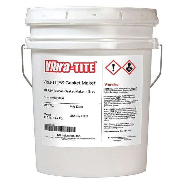Silicone Gasket Sealant, 4.5 gal, Gray, Temp Range -65 to 500 Degrees F
